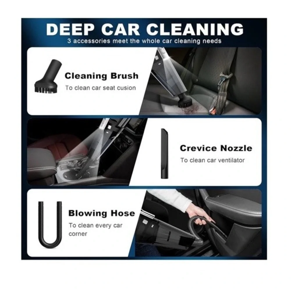 Car Vacuum, Portable Vacuum Cleaner with Powerful 7000PA Suction, DC 12V Power 1